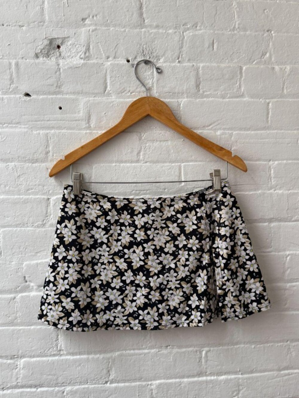 90s Floral Mini Skirt Side Slit Low Rise Micro